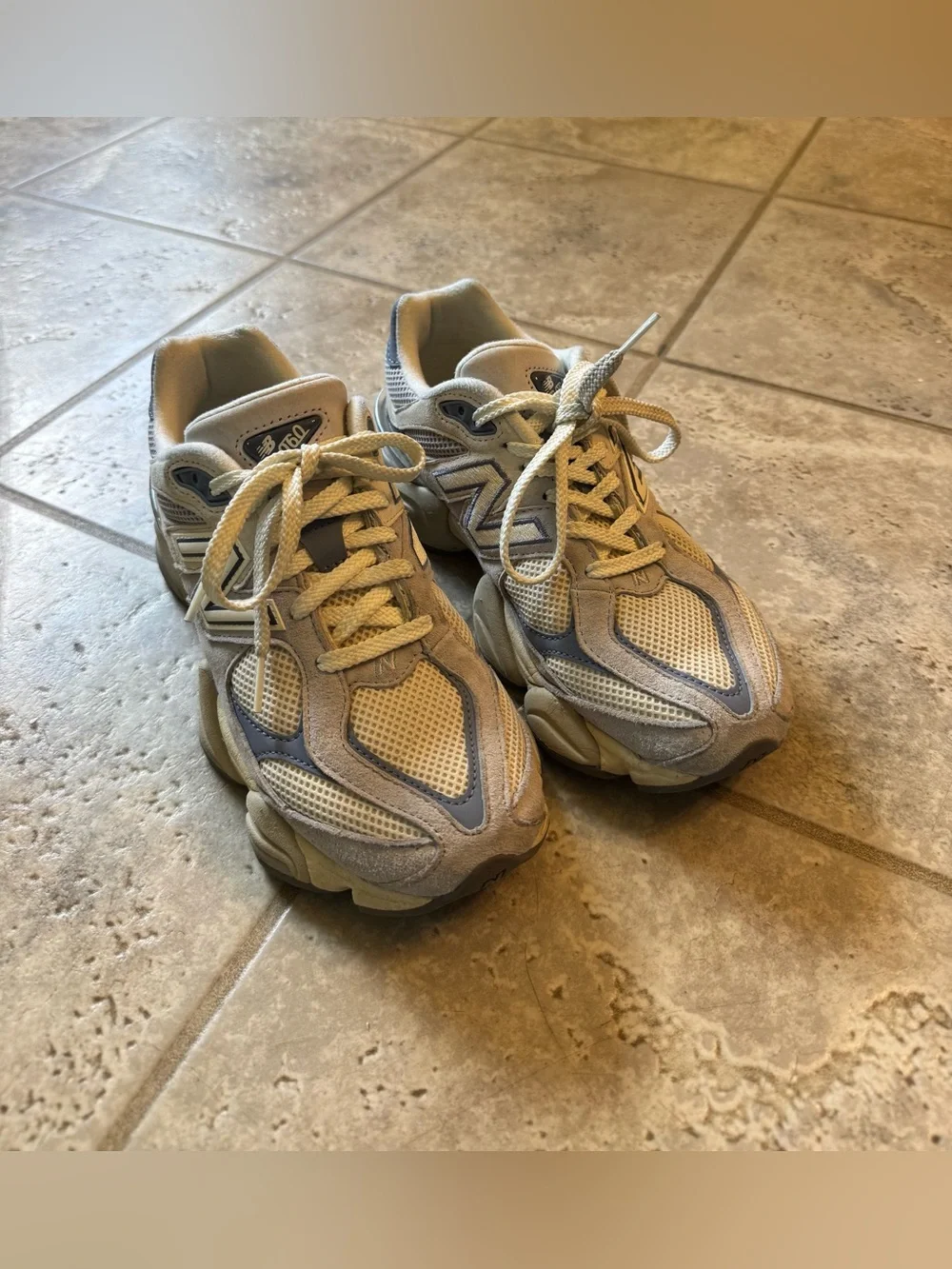 9060 New Balance Sneakers, Pearl Gray/Linen - Picture 3 of 5